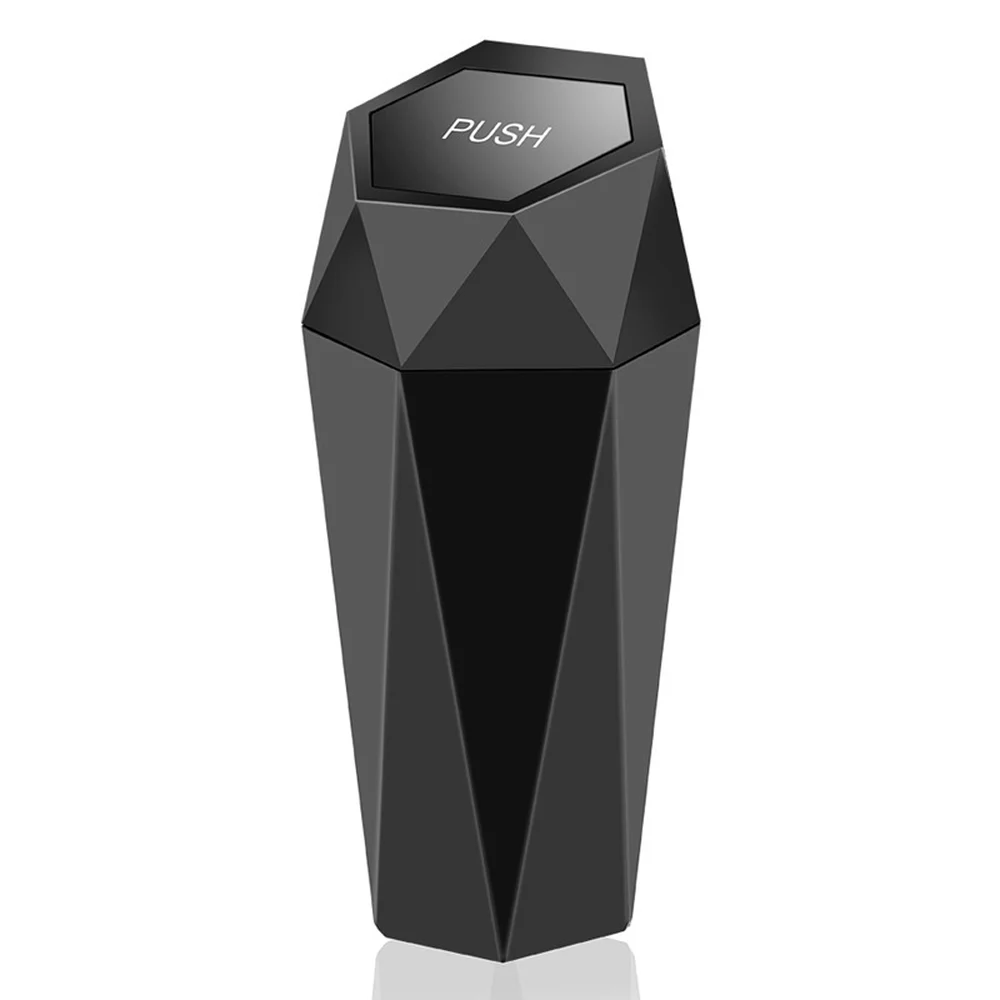 Cup Holder Car Trash Can with Push-Top Lid