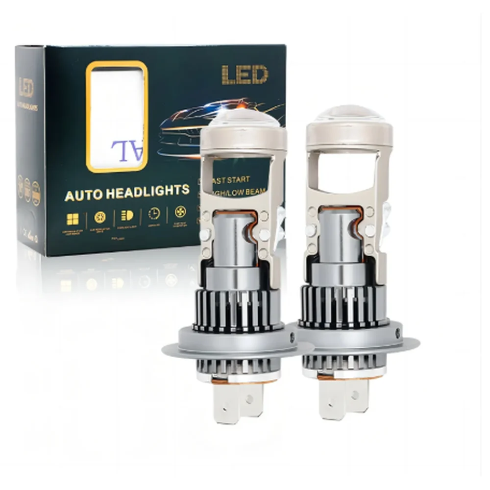 H7 Mini Projector LED Headlight Bulbs with Integrated Lens (Pair)