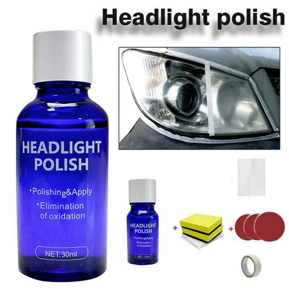 Headlight Restoration Kit with Polish, Sanding Discs and Applicator